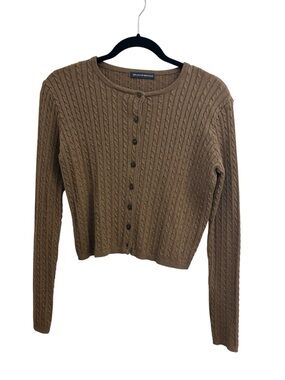 Brandy Melville Brown Cable Knit Button Cardigan